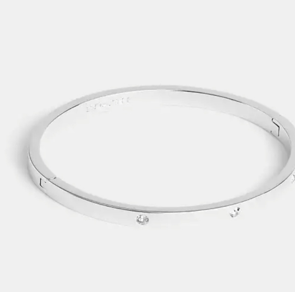 NWT Coach Women's Stone Hinged Bangle Silver